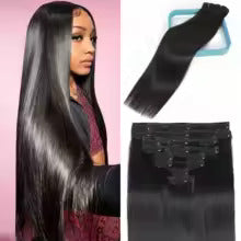 28 Inch Straight Clip In Hair Extensions